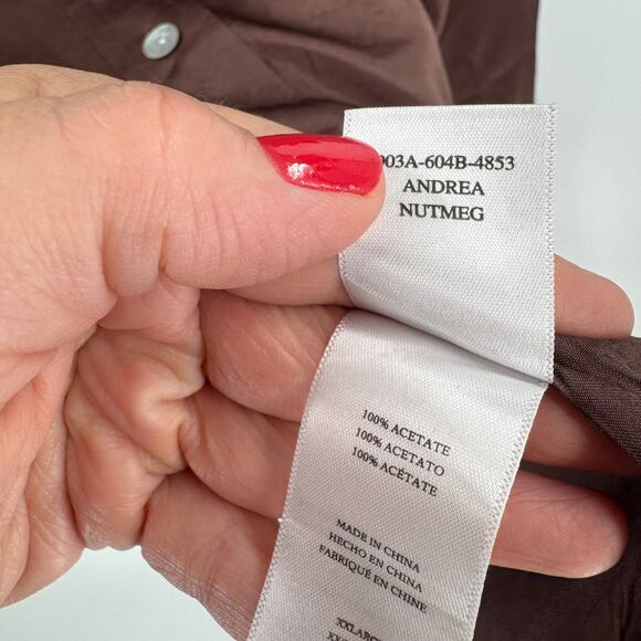 Rails Button Front Shirt Brown Satin-Like Long Sleeve Top Women’s XXL - Picture 6 of 7